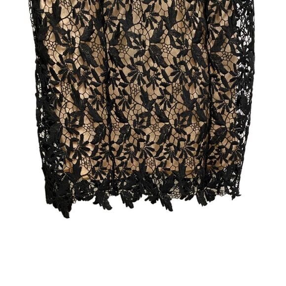 NWOT NSR Open Back Lace Overlay Midi Dress Size M Black Beige Short Sleeve Fairy - Picture 7 of 16